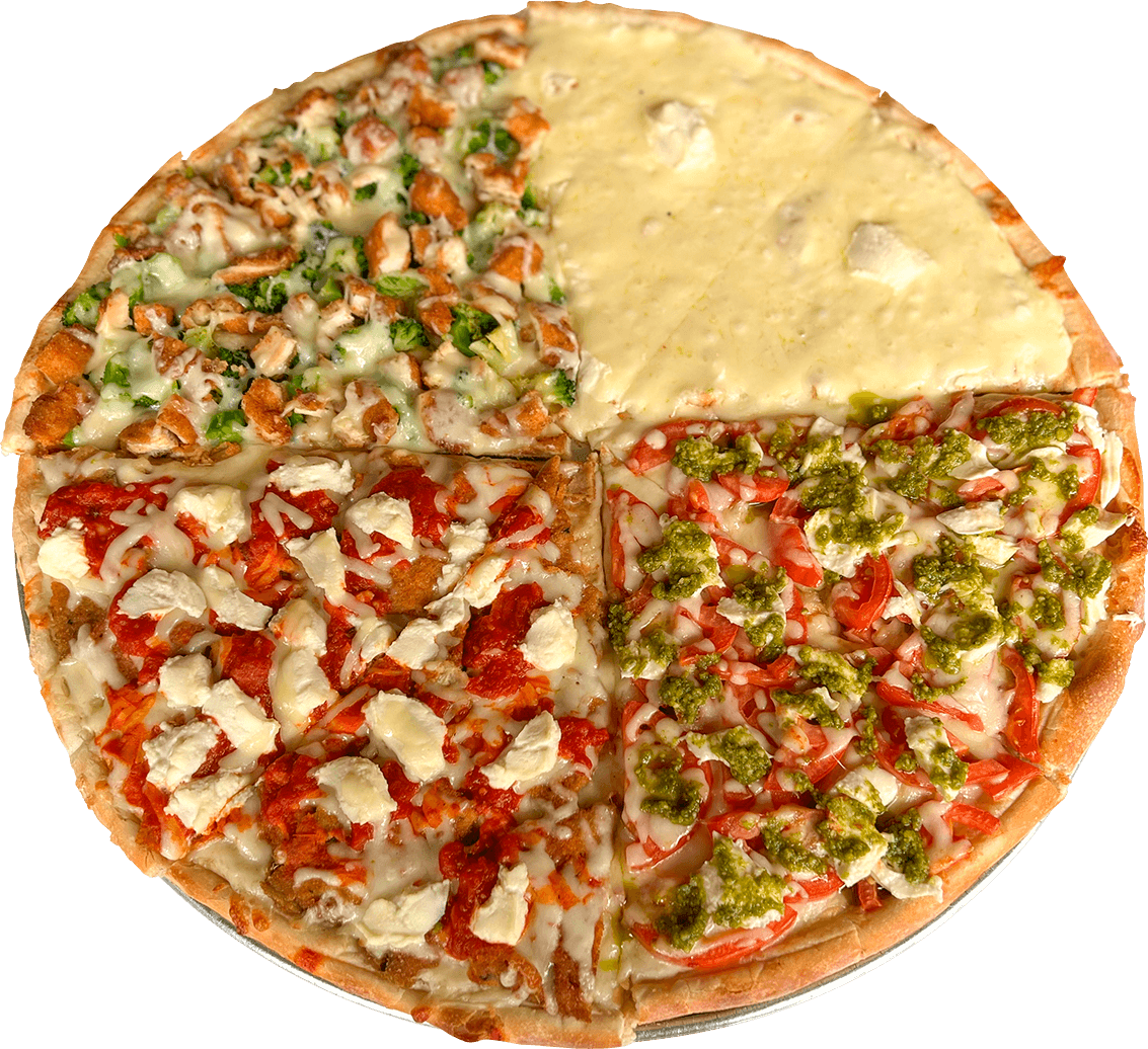 Pizza with two flavors
